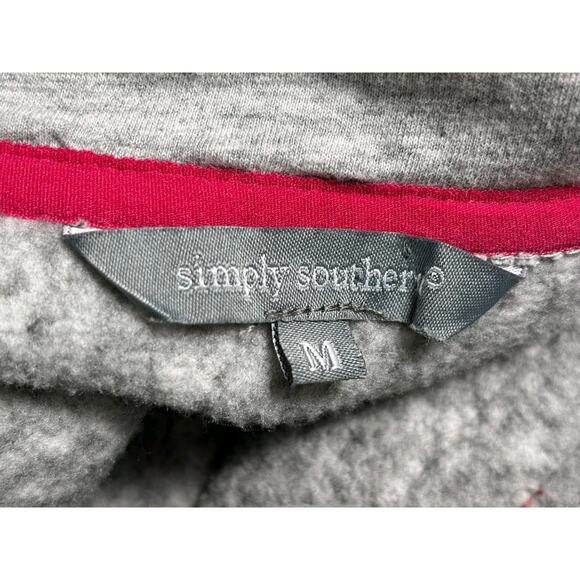 Simply Southern Knit Sweater Womens M Marled Gray 1/4 Quarter Zip Long Sleeves - Picture 3 of 7